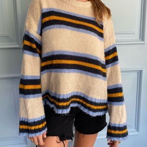 Urban Outfitters striped (cream, navy, blue, and yellow) pullover sweater